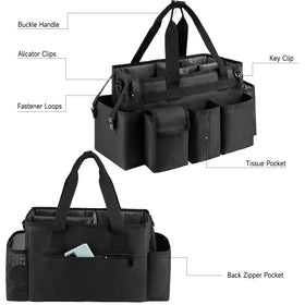 ZIOZERTT Cleaning Caddy with six pockets keeps small items tidy.
