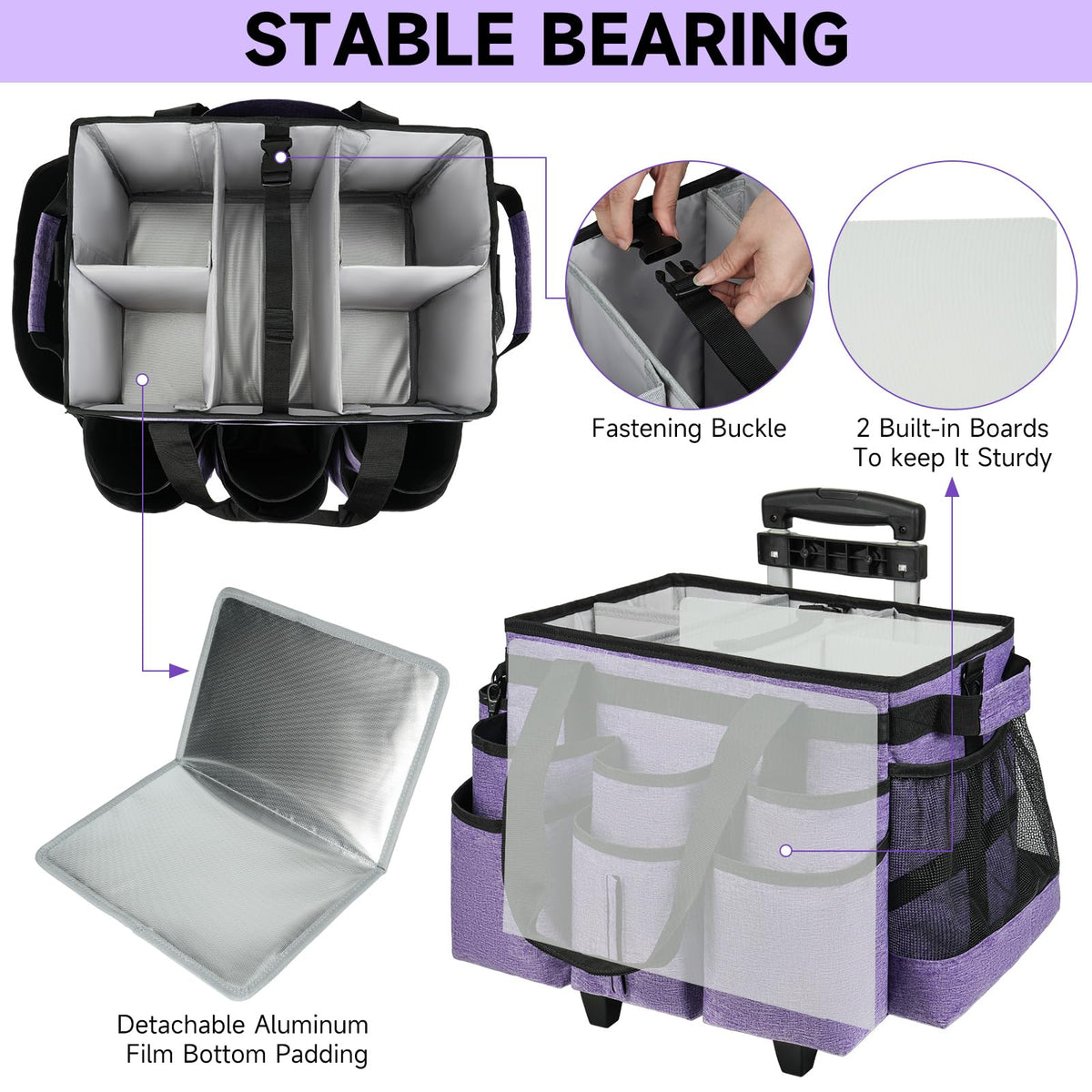ZIOZERTT large rolling cleaning caddy bag with detachable trolley for flexible transport