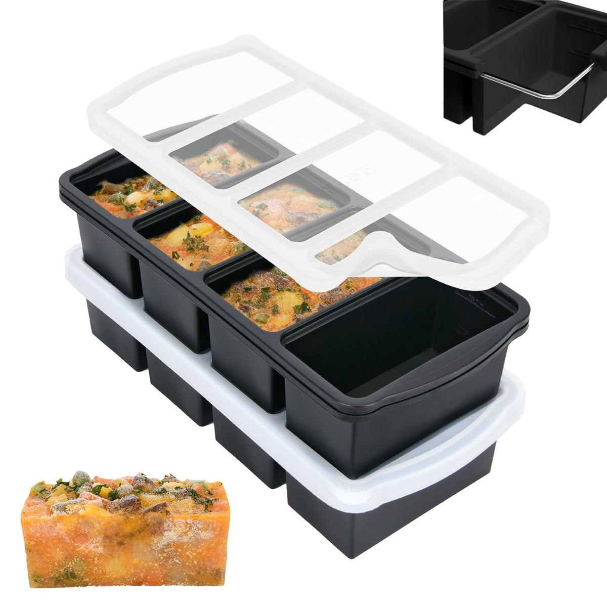 ZIP STANDING silicone freezer trays with lid offer precise 1-cup portions for easy meal prep.