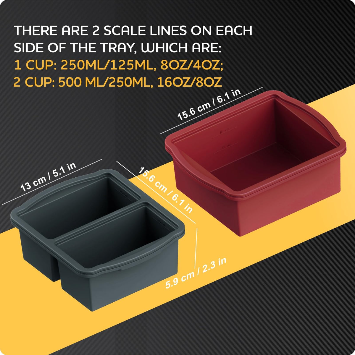 ZIP STANDING silicone lids sealing freezer trays to prevent leaks.