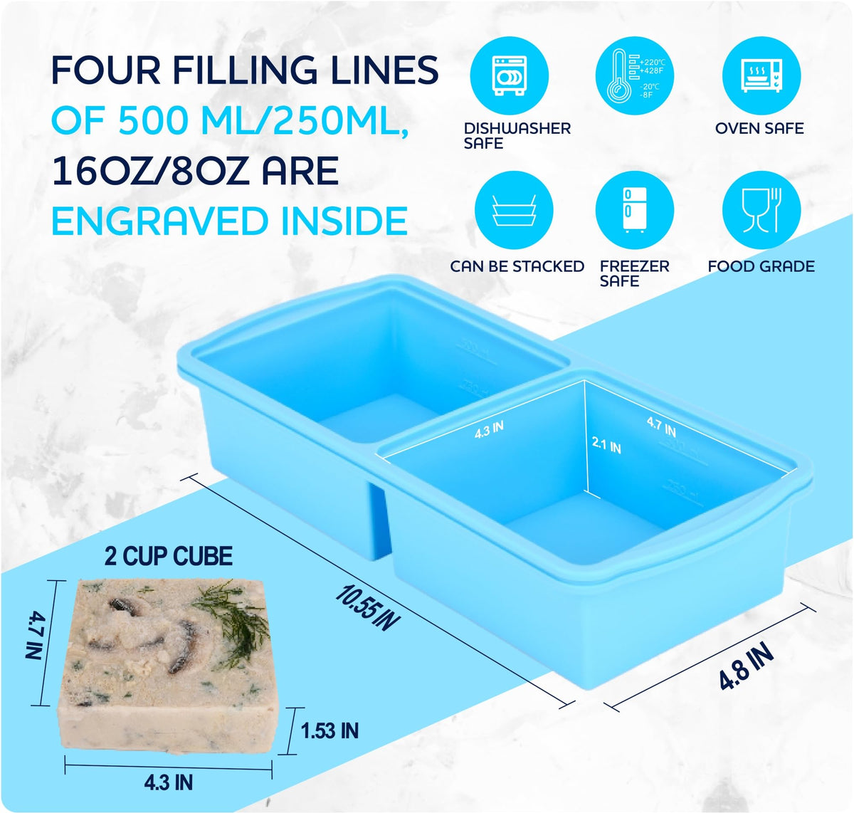 ZIP STANDING stackable freezer tray helps keep the freezer organized and space-saving.