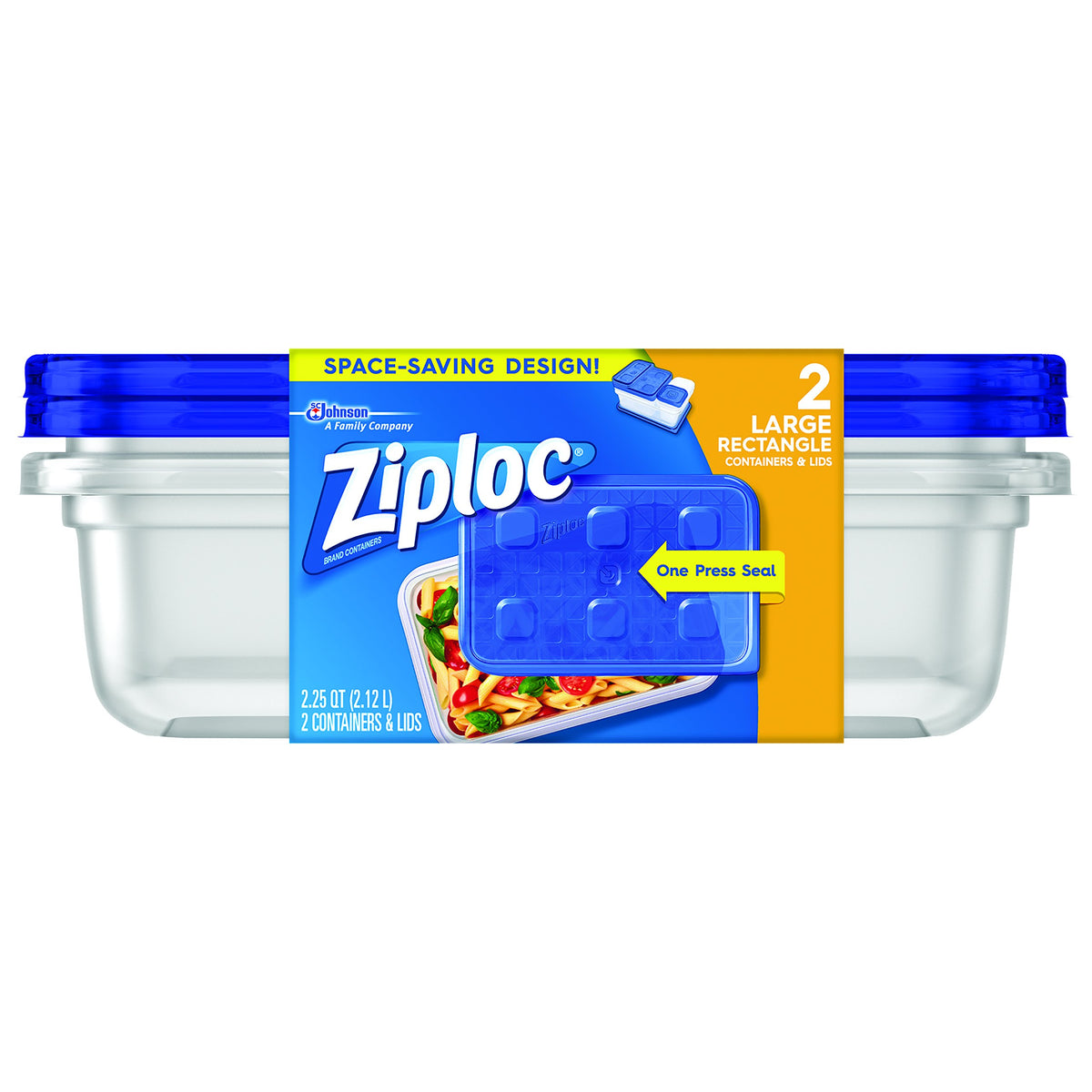 Ziploc 321874 lid-close demo shows a secure seal for freshness