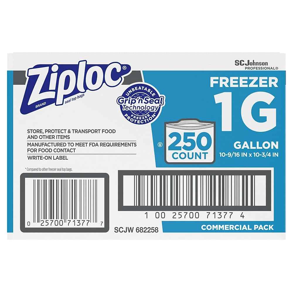 Ziploc 1 gallon bag with write-on label for dating contents