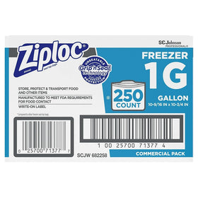 Ziploc 1 gallon bag with write-on label for dating contents
