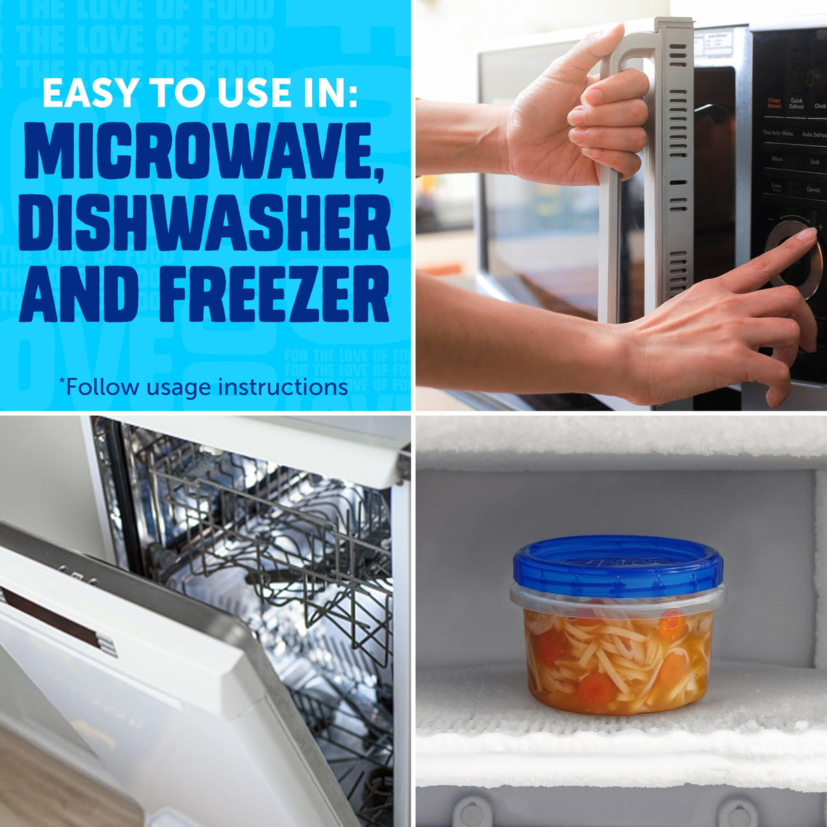 Ziploc Twist 'n Loc BPA-free containers for safe reheating and storage.