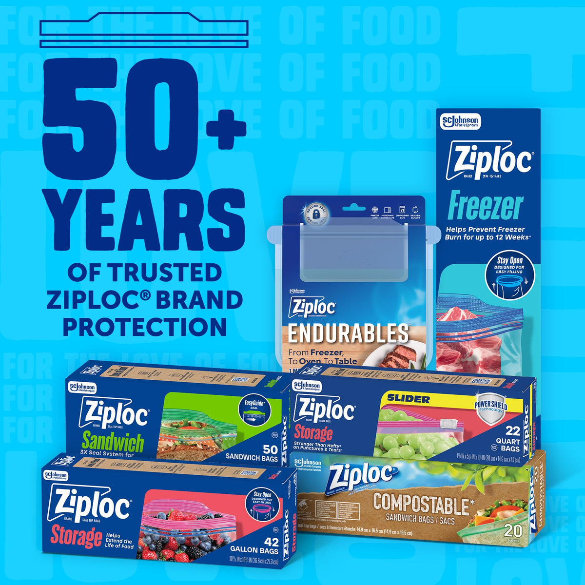 Ziploc Twist n Loc stackable design saves fridge space.