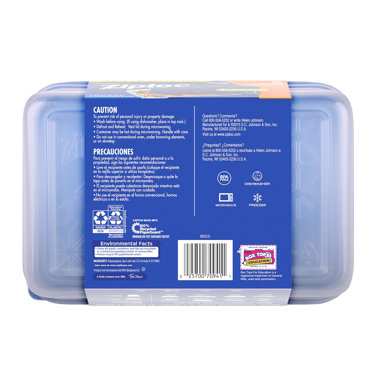 Ziploc wide rim and grips enable easy handling when packing