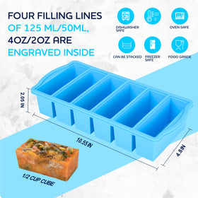 ZIP STANDING freezer tray with reinforced steel ring top for sturdy transfer.