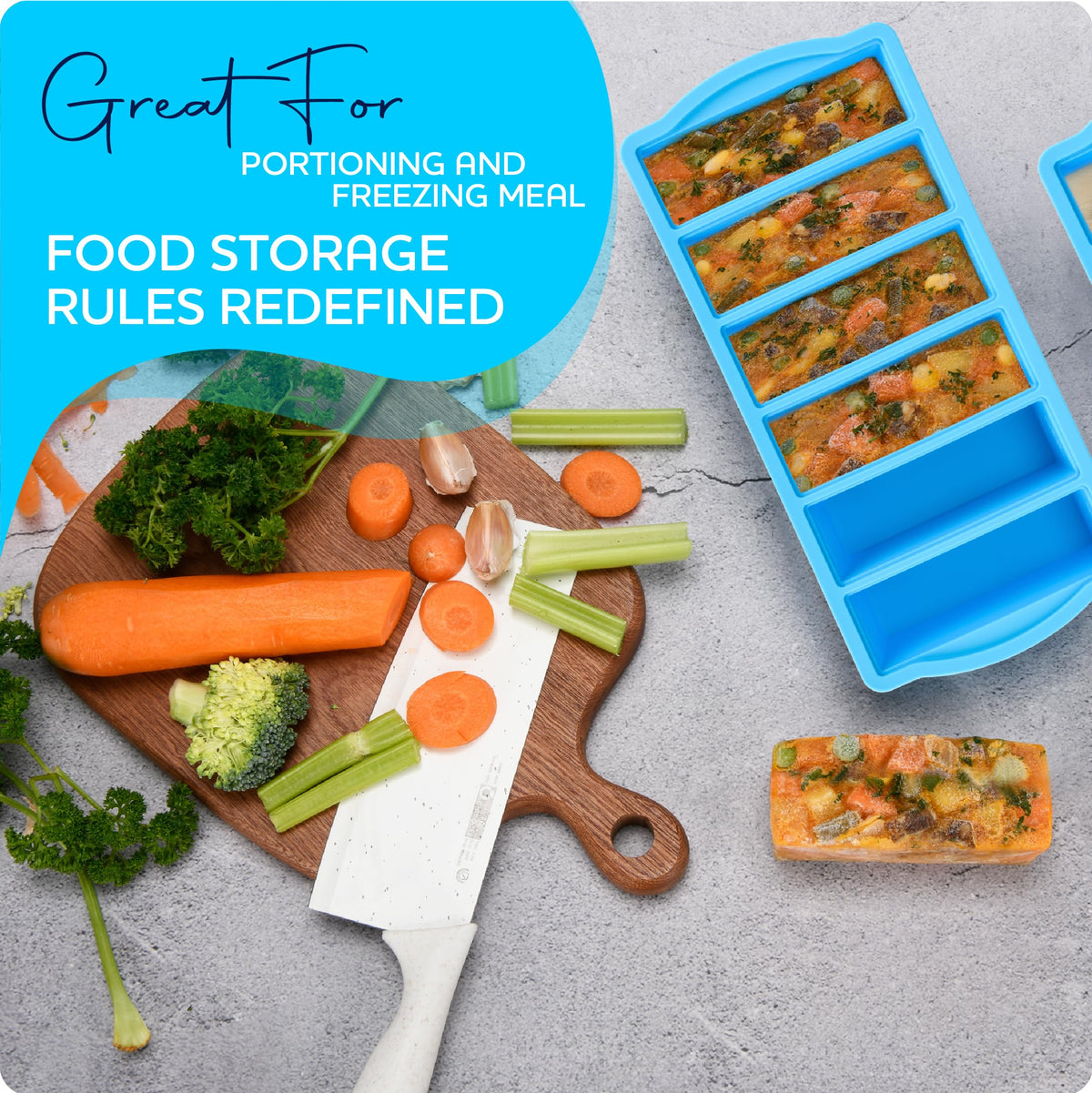 ZIP STANDING oven-safe freezer container expands from freezer to oven for versatile cooking.