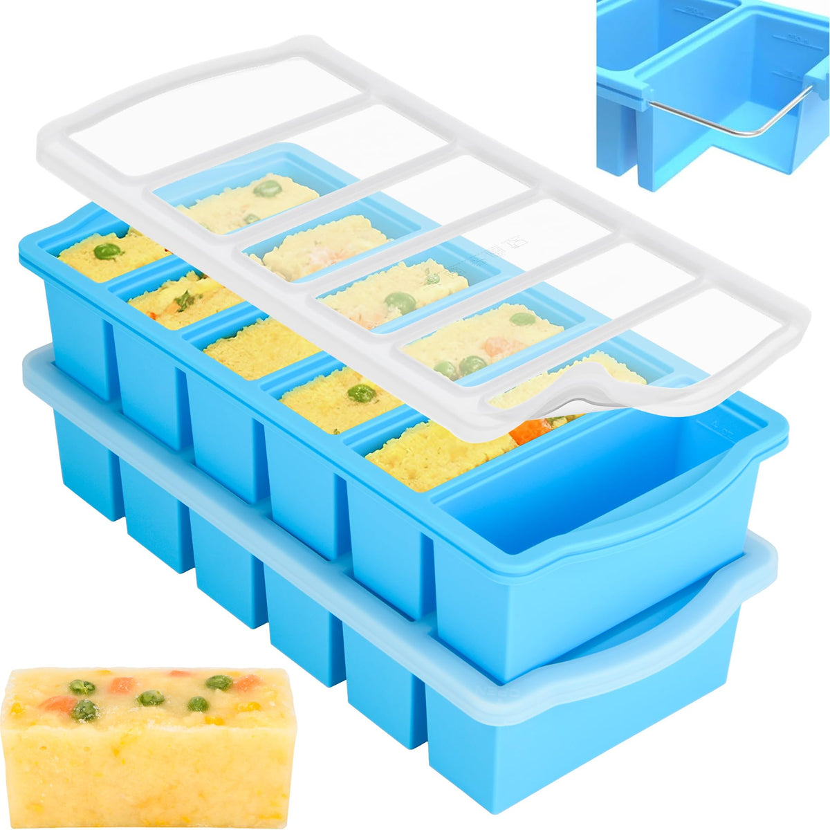 ZIP STANDING silicone freezer tray with lid for precise half-cup portions and easy meal prep.