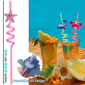 ZiQilin curly straws with brushes, easy cleaning after lively party use
