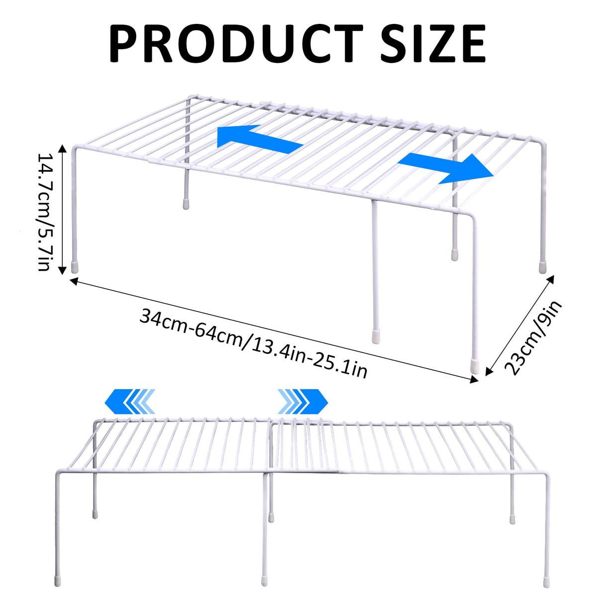 Ziroland expandable shelf installed in cabinet, maximizing storage.