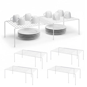Ziroland expandable shelf white, full product view for kitchen organization.