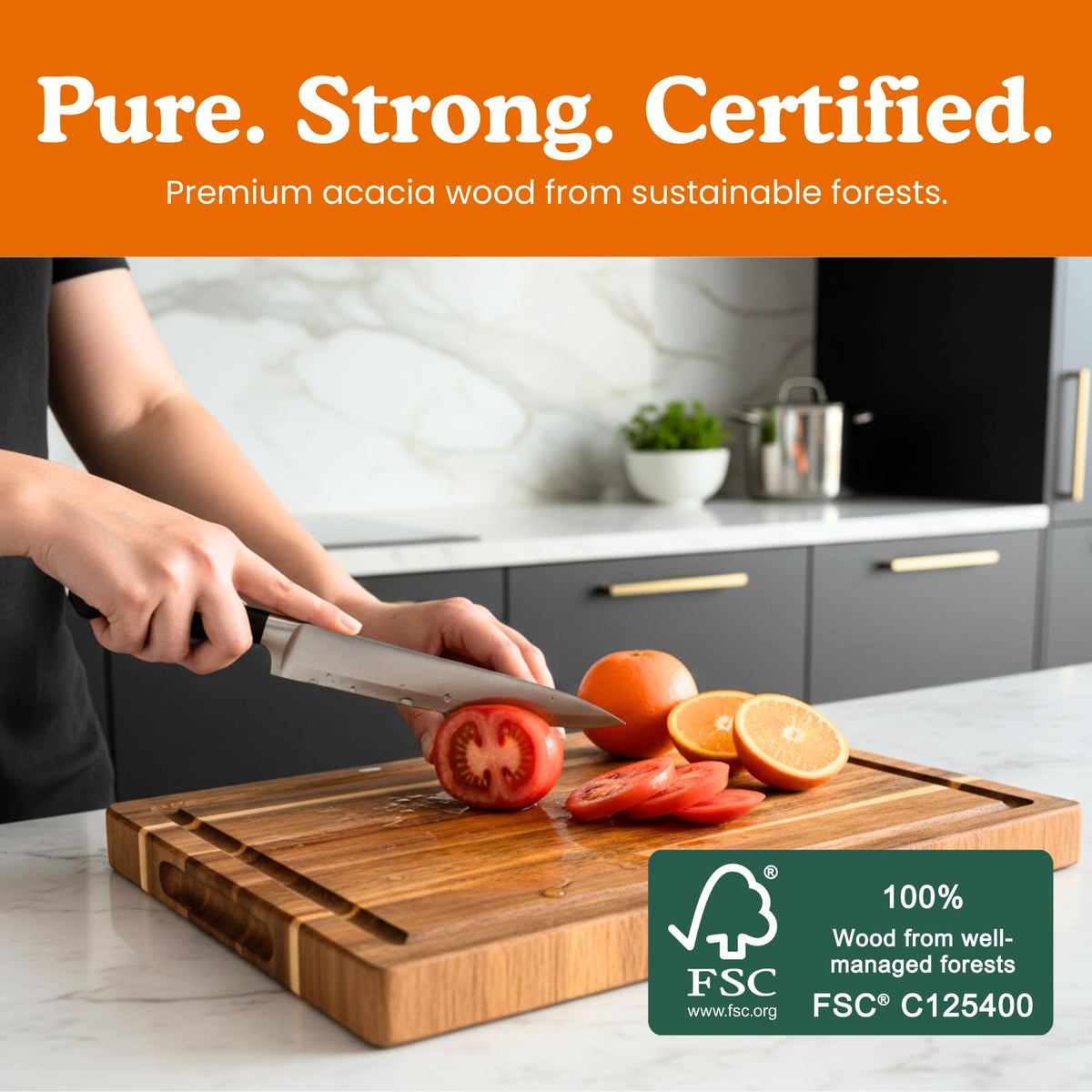 Ziruma 1-inch thick board for stable, durable prep