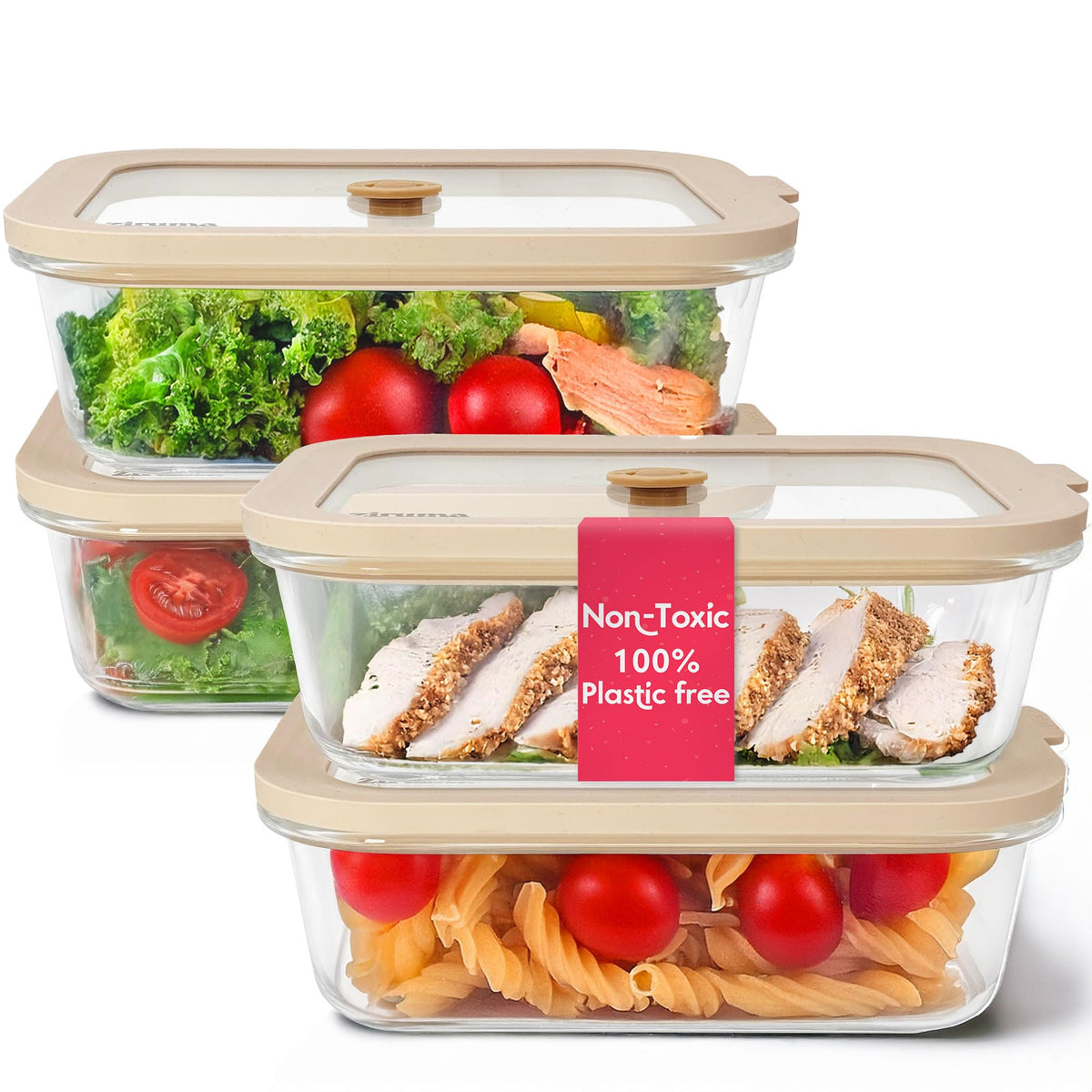 Ziruma 35oz glass meal-prep container with lids for organized, ready-to-go meals.