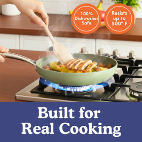 Ziruma 8-piece set arranged for everyday cooking tasks.