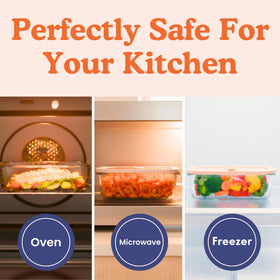 Ziruma borosilicate glass meal-prep set for durable, toxin-free kitchen storage.