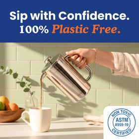 Ziruma double-wall insulated press keeps coffee hot while staying cool to touch