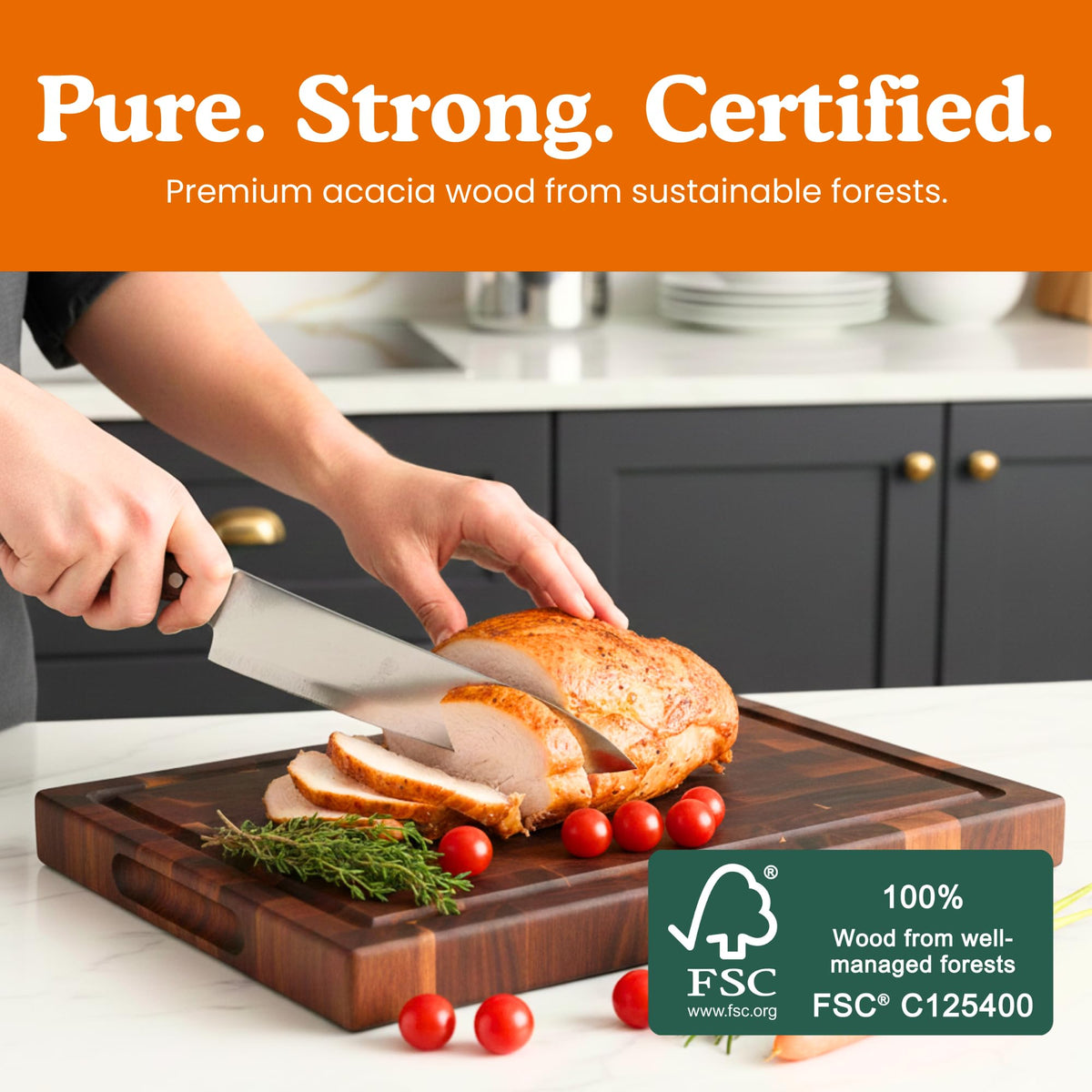 Ziruma end grain surface is knife-friendly and resists visible cuts