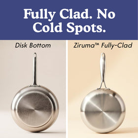 Ziruma fully clad tri-ply construction ensures uniform heat across the surface.