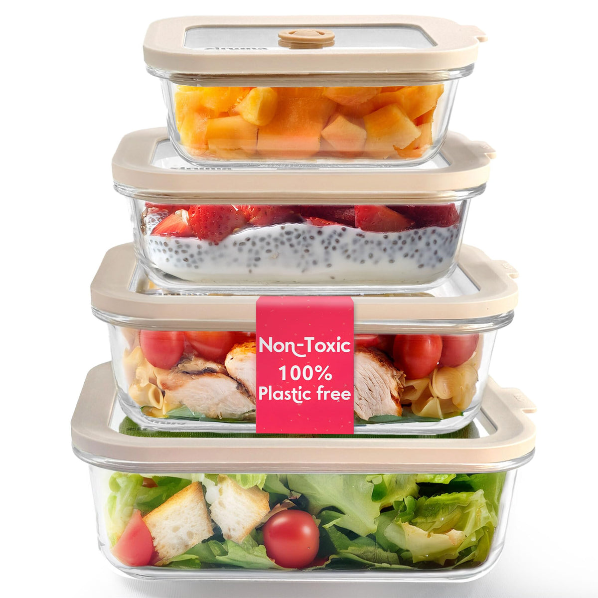 Ziruma 12oz glass container with airtight lid, ideal for lunch prep.