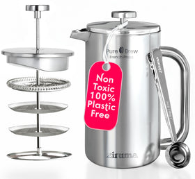 Ziruma non-toxic French press with 316 stainless steel for a clean, toxin-free brew