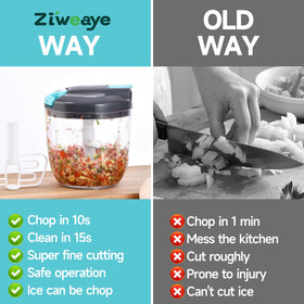 Ziweaye pull-string action demonstrates cordless convenience for quick prep.