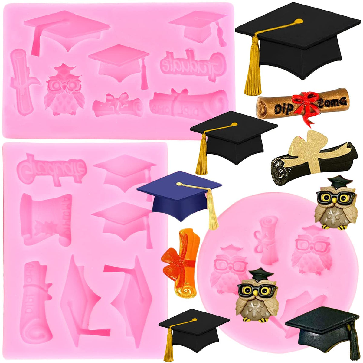 ZiXiang graduation cap silicone mold yields crisp fondant details for cakes