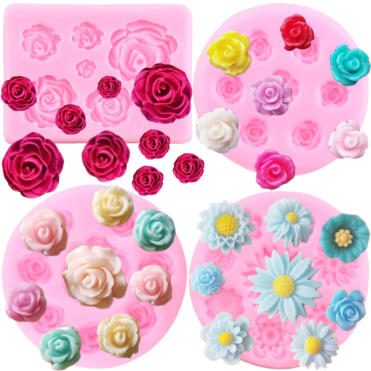 ZiXiang rose silicone mold set shows detailed petals for elegant cake decorations