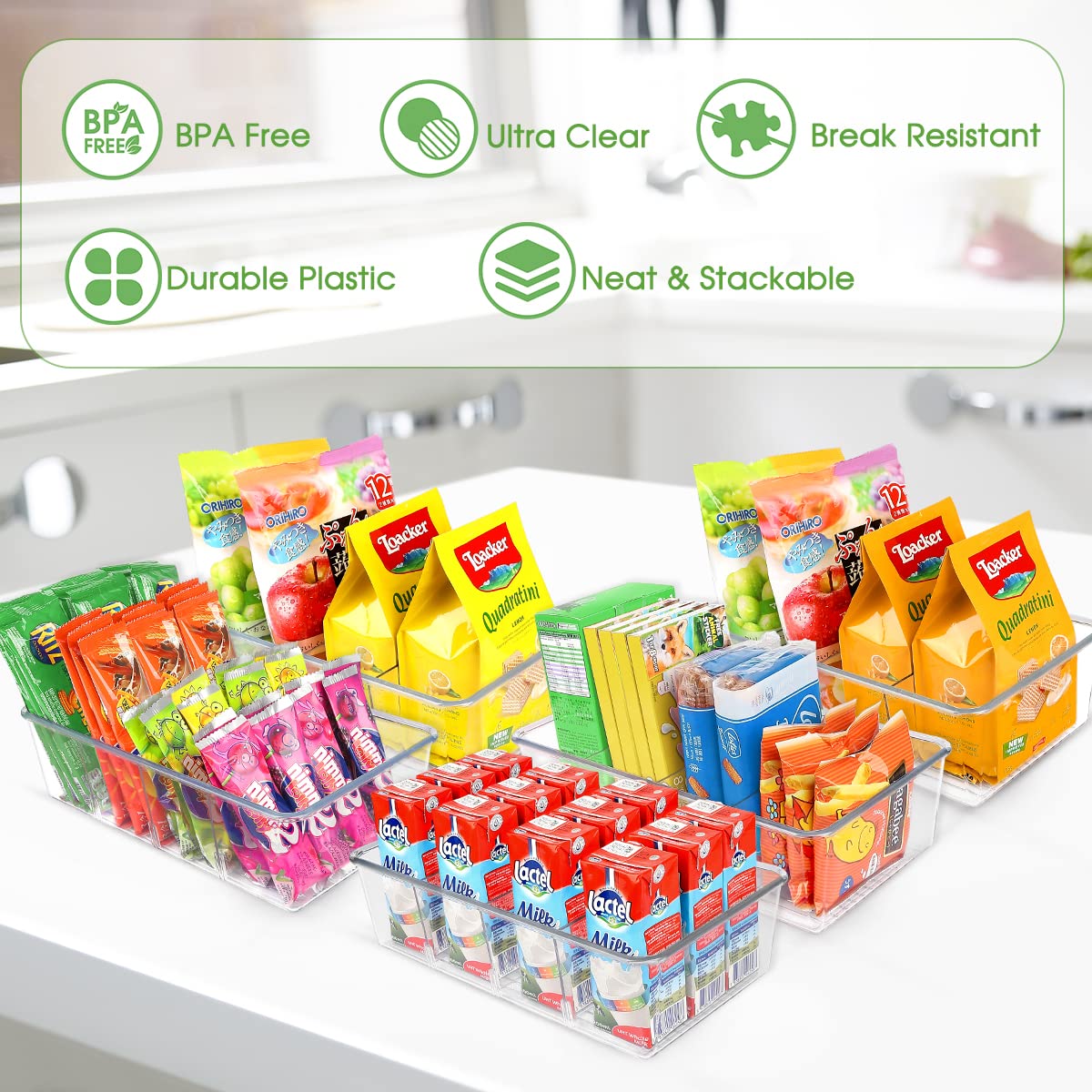 ZIZOTI pantry bin with removable dividers for flexible storage