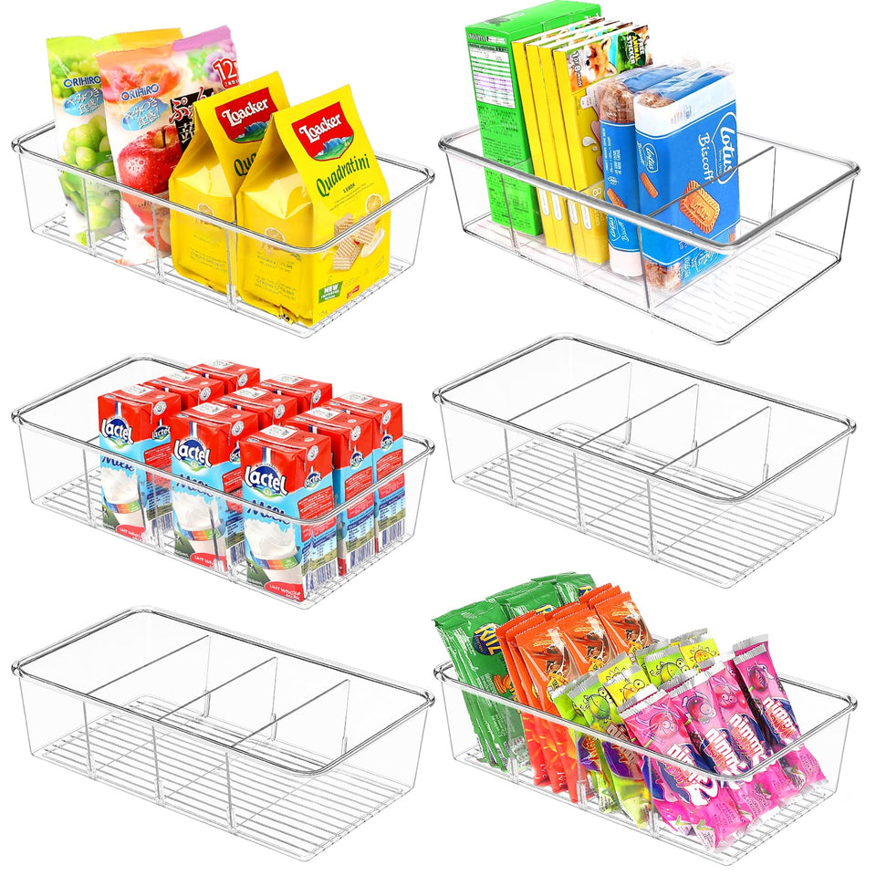 ZIZOTI clear snack organizer stackable bin demonstrates easy visibility