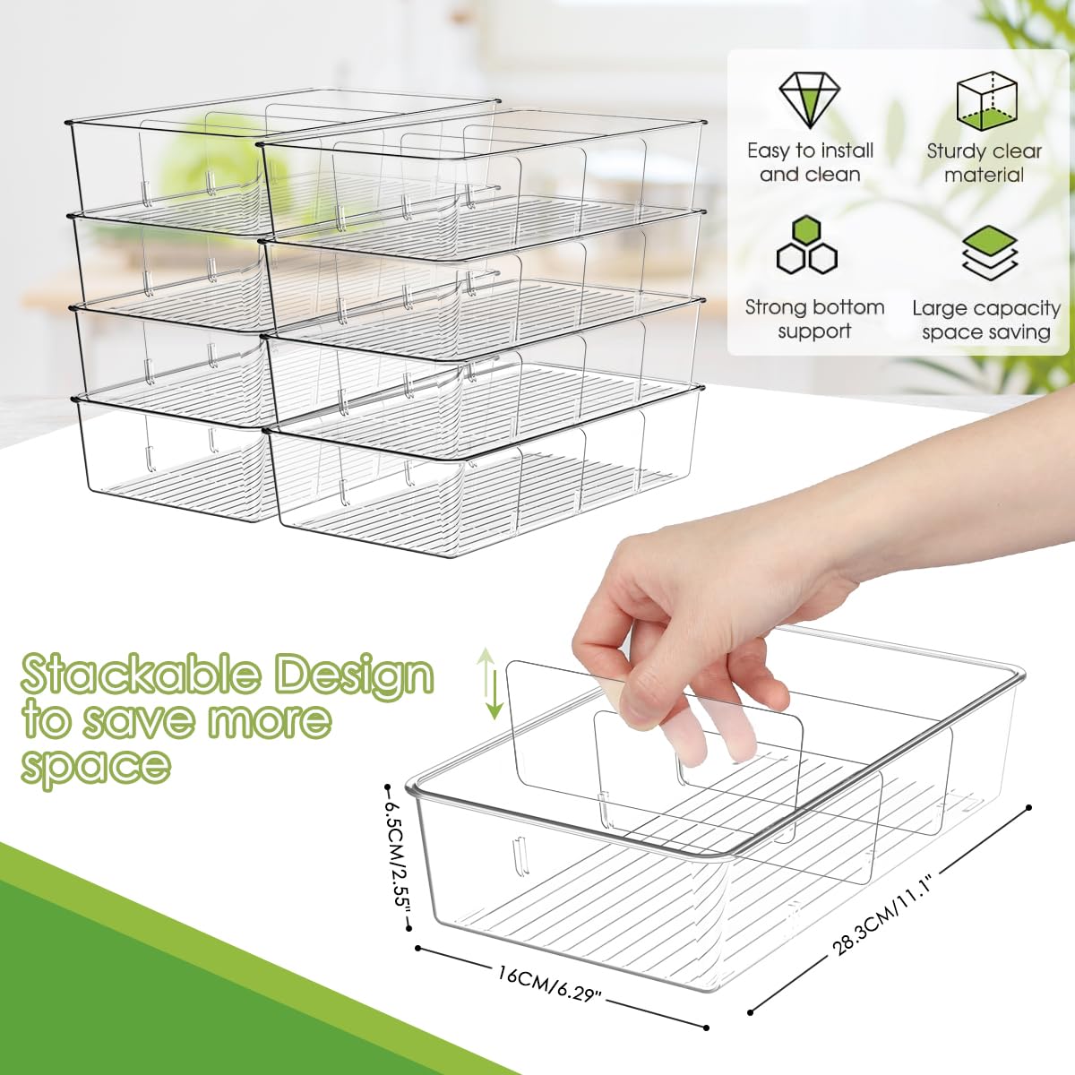 ZIZOTI stackable pantry bin in cabinet saves vertical space