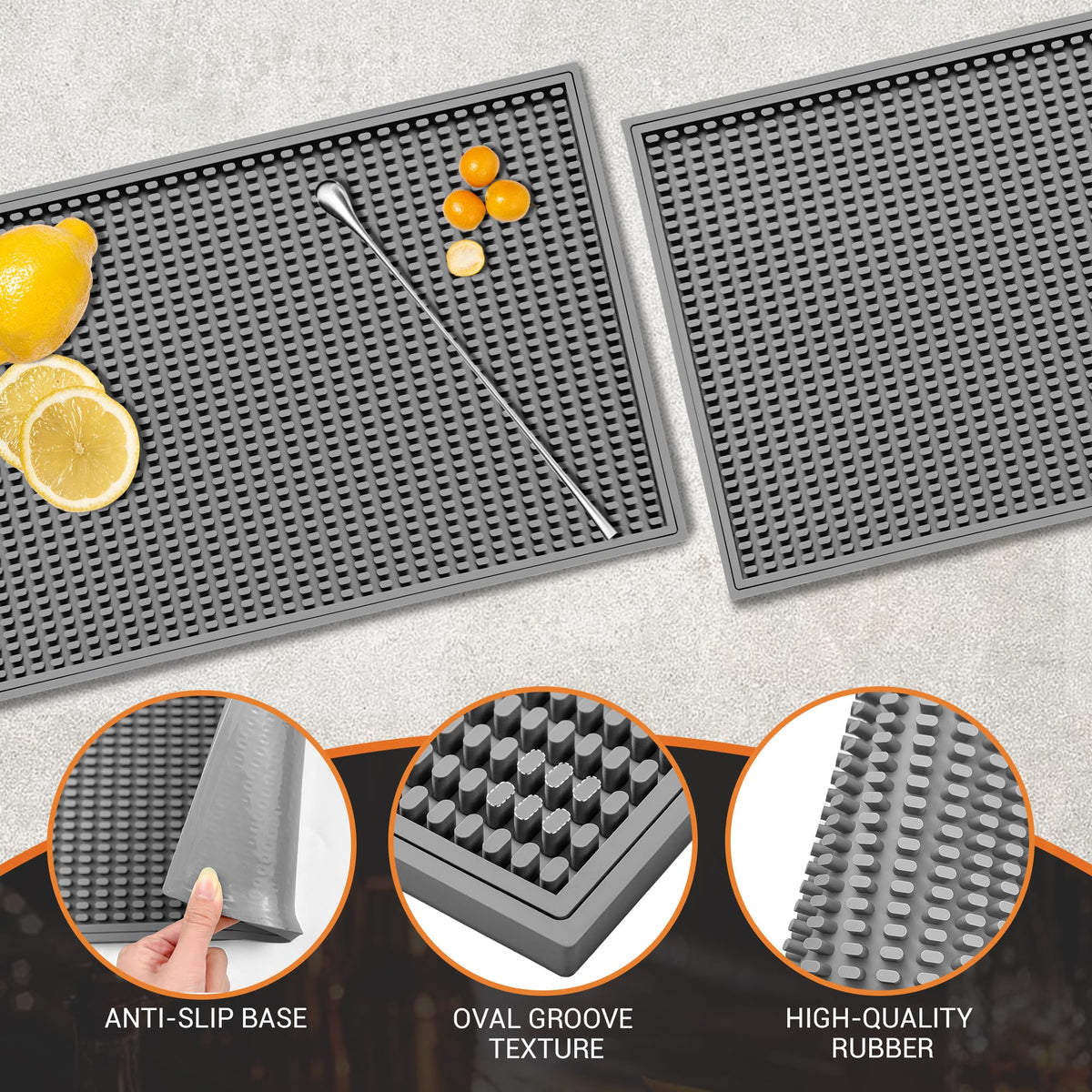 ZJWZLG bar mat airflow grooves promote quick drying for glassware.