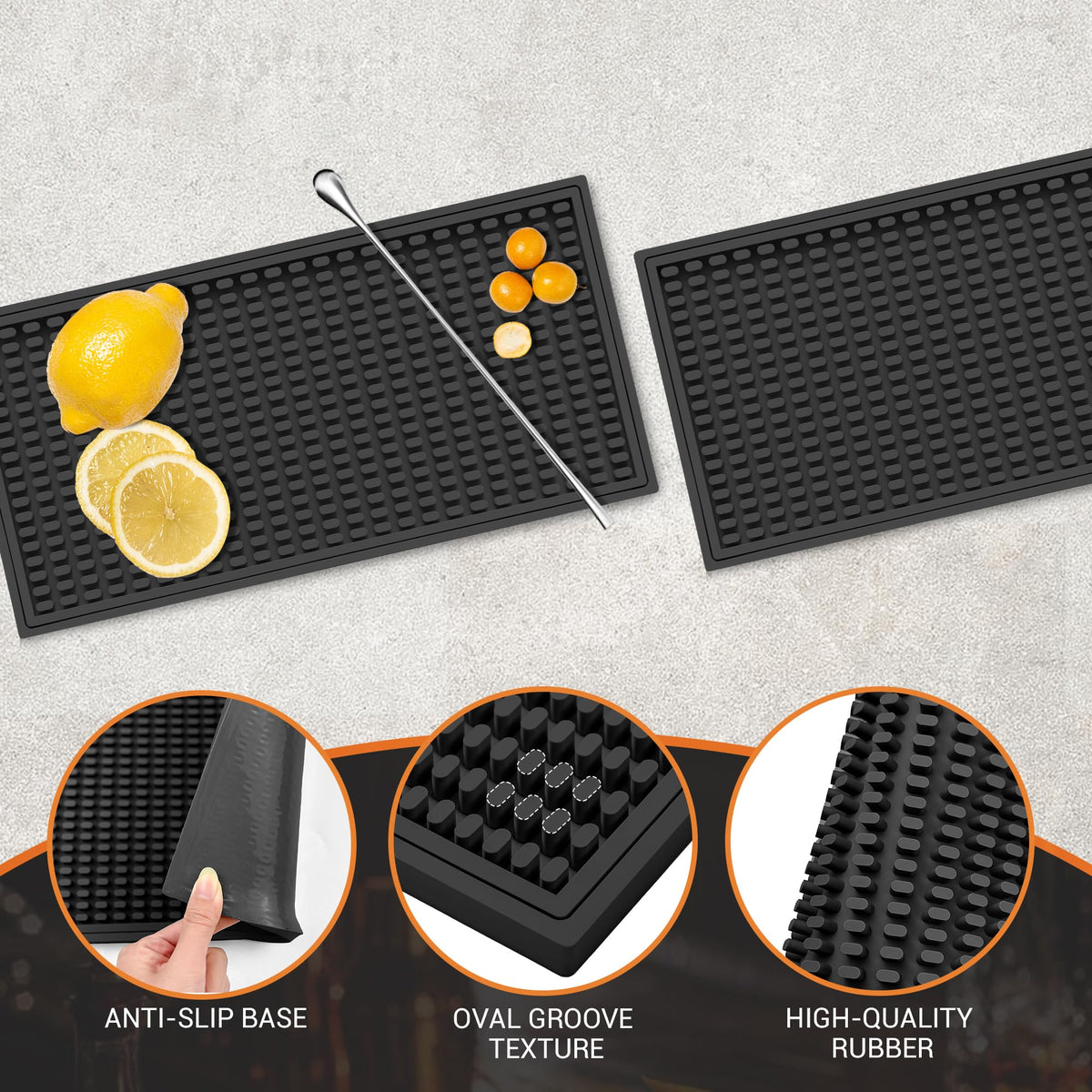 ZJWZLG Bar Mat Small non-slip edge detail helps keep drinks steady.