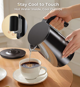 ZKBHOME Electric Kettle cool-touch exterior protects hands.