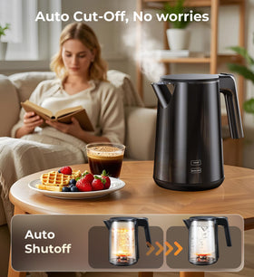 ZKBHOME Electric Kettle rapid boil water action for faster beverages.