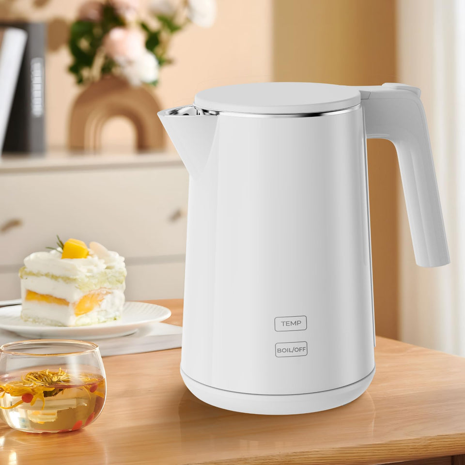 ZKBHOME electric kettle 1.0L, sleek stainless steel, fast boil for tea and coffee