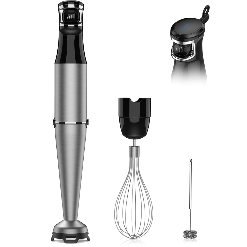 ZKBHOME immersion blender front view highlights 1100W power for quick blending