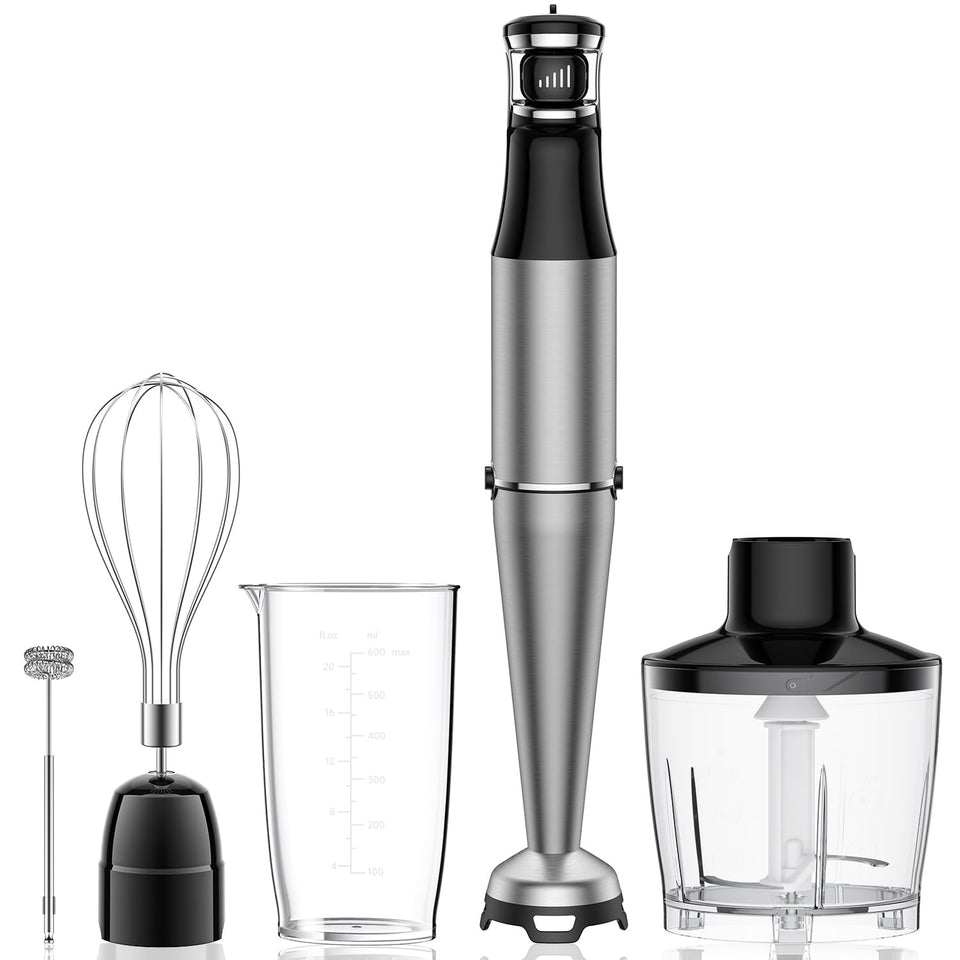 ZKBHOME immersion blender 1100W powers smooth blends for soups and smoothies.