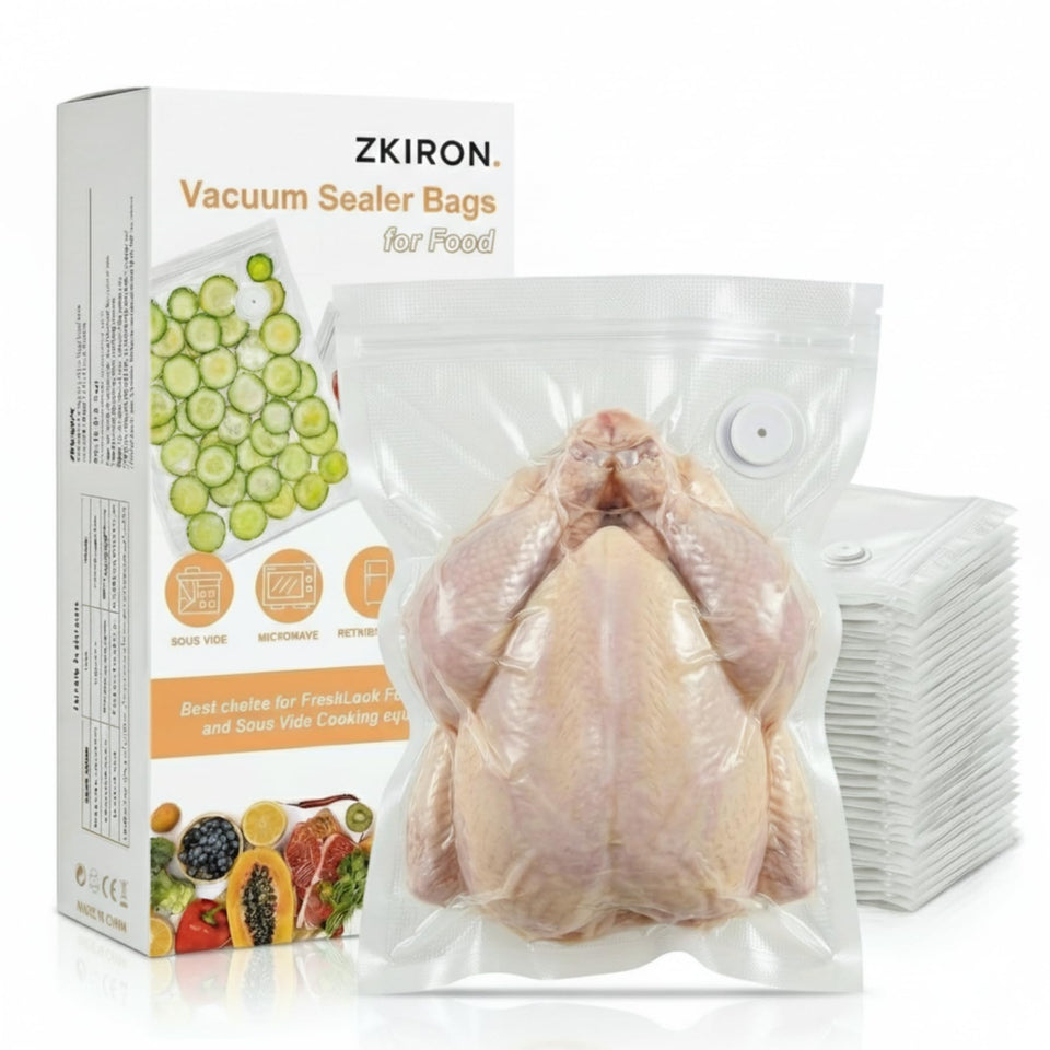 ZKIRON extra-large bag for bulk meat storage reduces air exposure and preserves freshness.