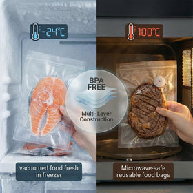ZKIRON freezer, microwave, and sous vide safe bag for versatile cooking.
