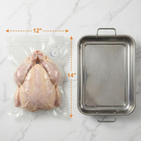 ZKIRON whole-chicken storage bag ready for freezer and meal prep.
