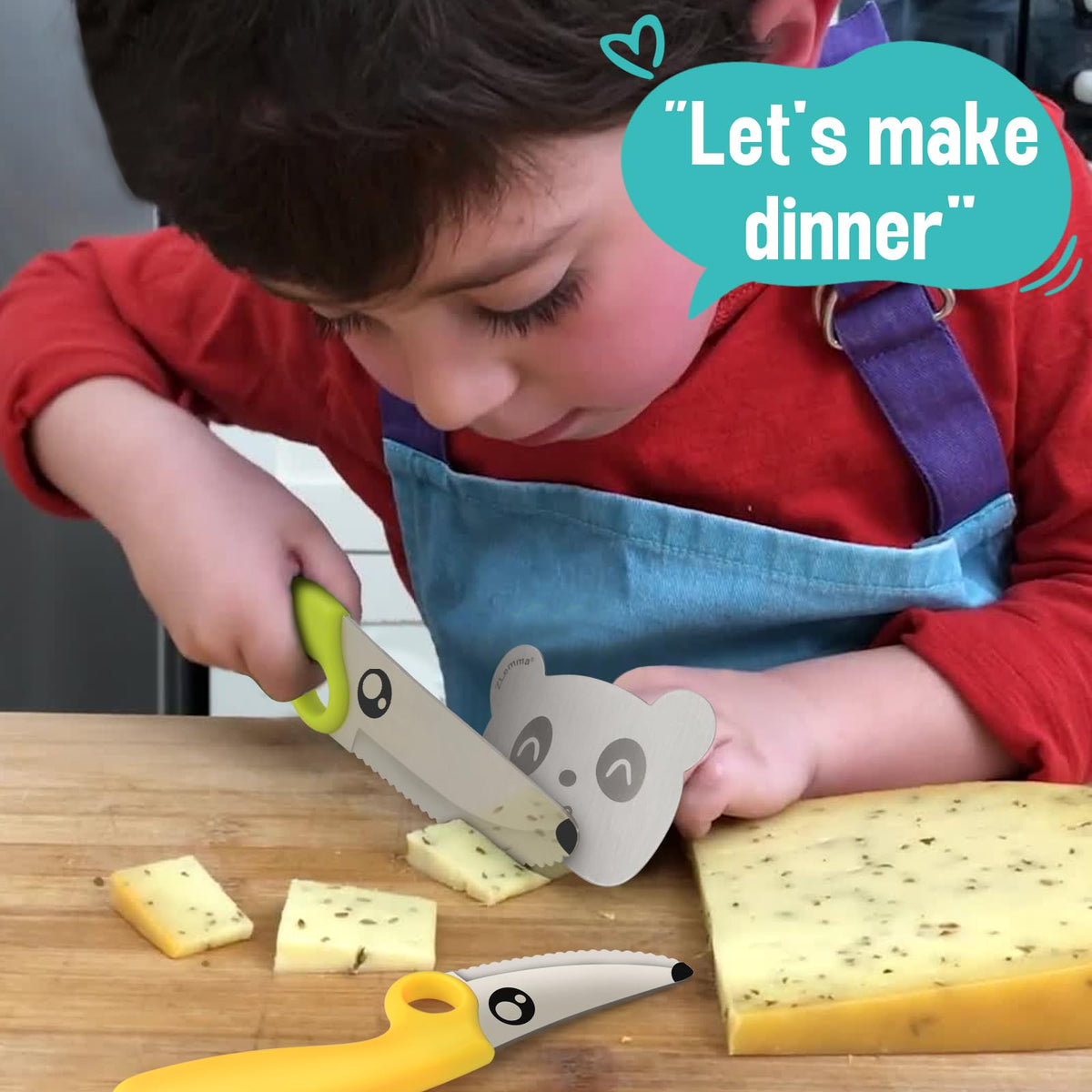 ChefPuppy dog knife highlights playful training for safe slicing.