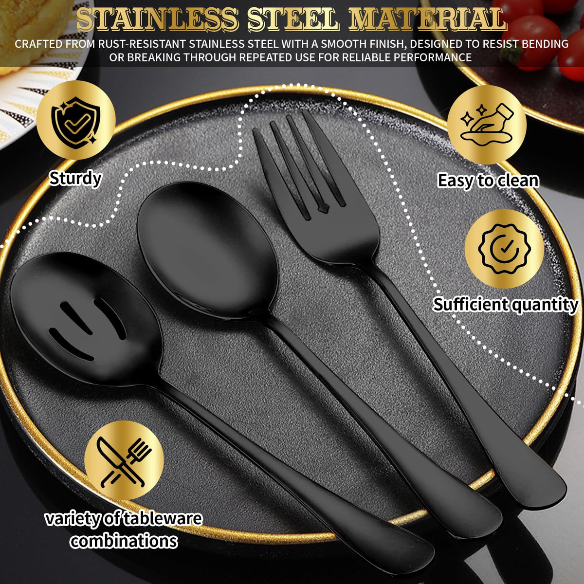 ZLMTZDJD gold serving tongs ready for BBQ or catering tasks