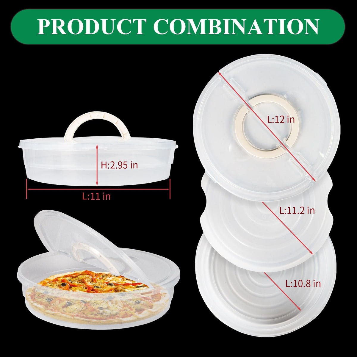 ZLMXXT two-compartment pizza container for storing multiple slices in one carrier.