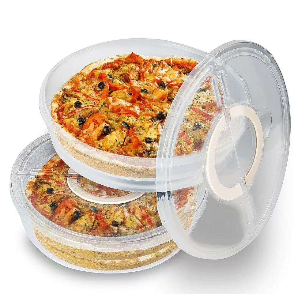 ZLMXXT 12-inch pizza container with lid keeps leftovers fresh and easy to transport.