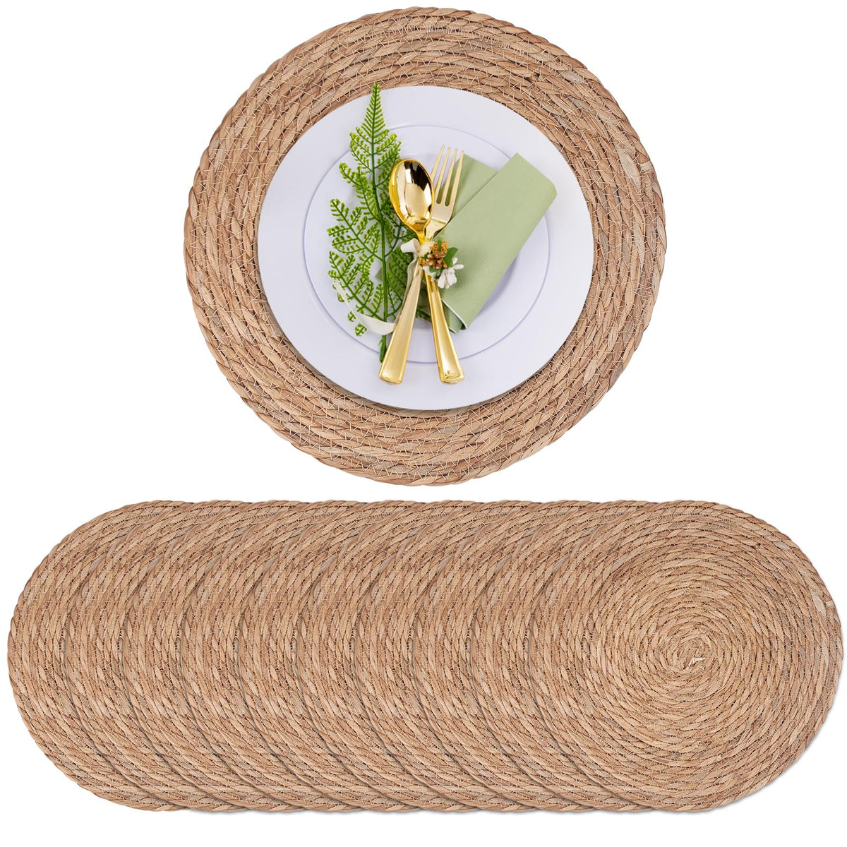 ZLMXXT round woven placemats 13in add rustic warmth to dining tables.