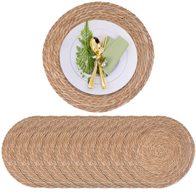 ZLMXXT round woven placemats 13in add rustic warmth to dining tables.
