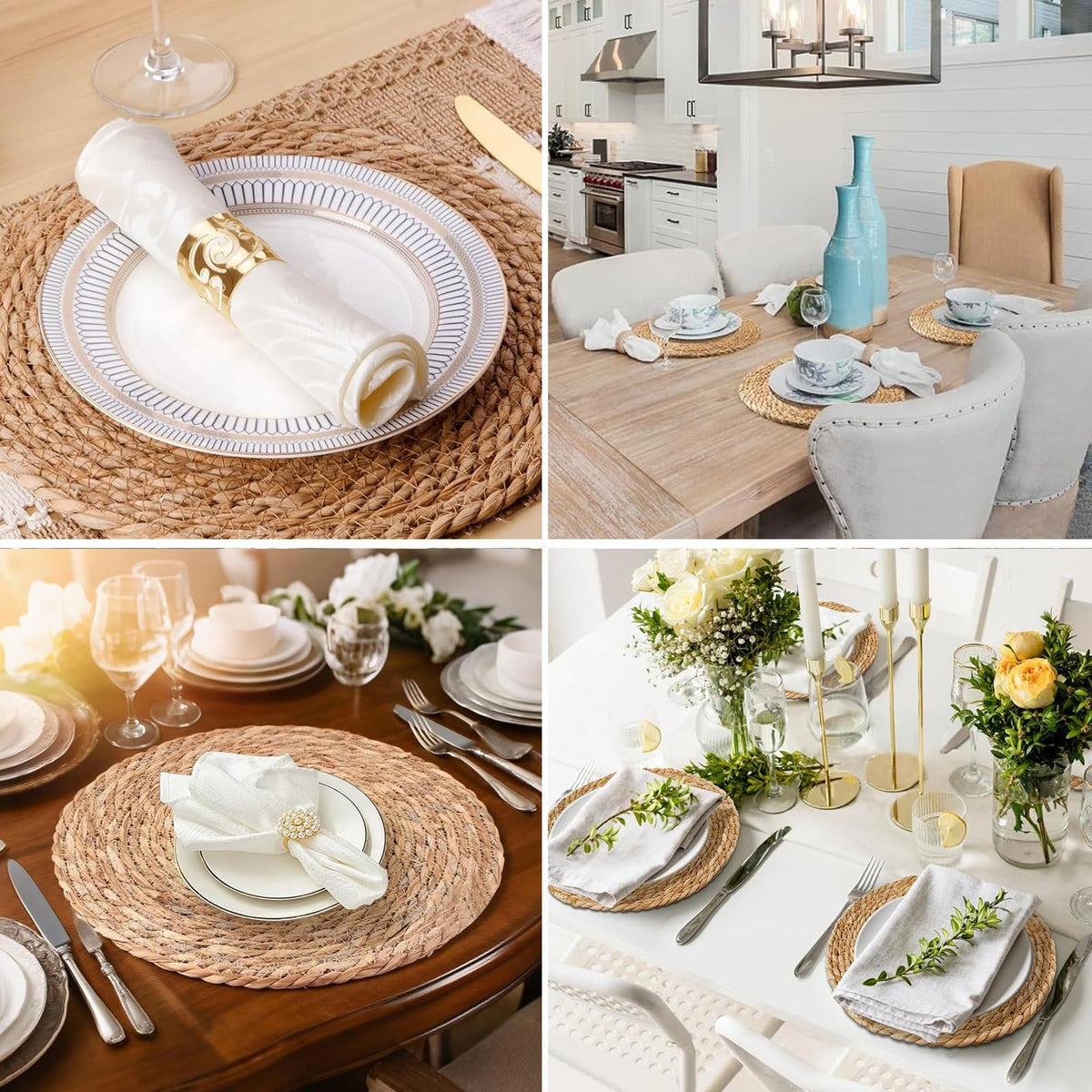 ZLMXXT rustic placemats pair with napkins and centerpieces.
