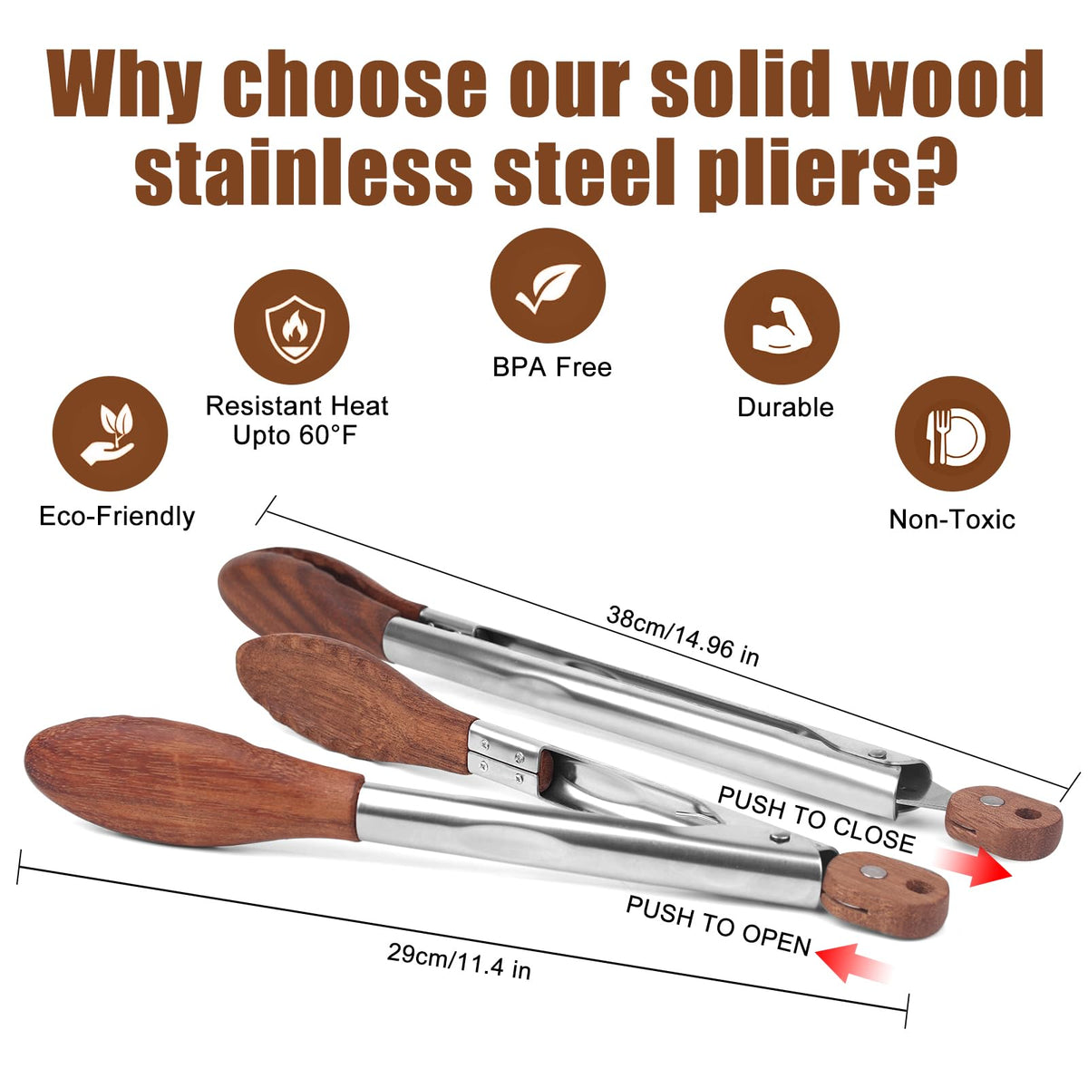 ZLMXXT wooden tips 11-4-inch tongs ideal for salads and precise tosses.